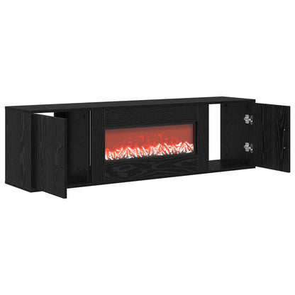 Electric Fireplace Black Oak 140.5 x 30 x 39 cm Engineered wood