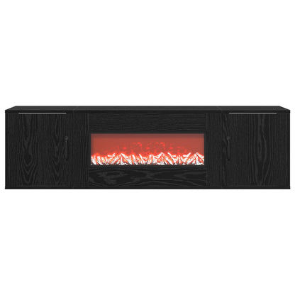 Electric Fireplace Black Oak 140.5 x 30 x 39 cm Engineered wood