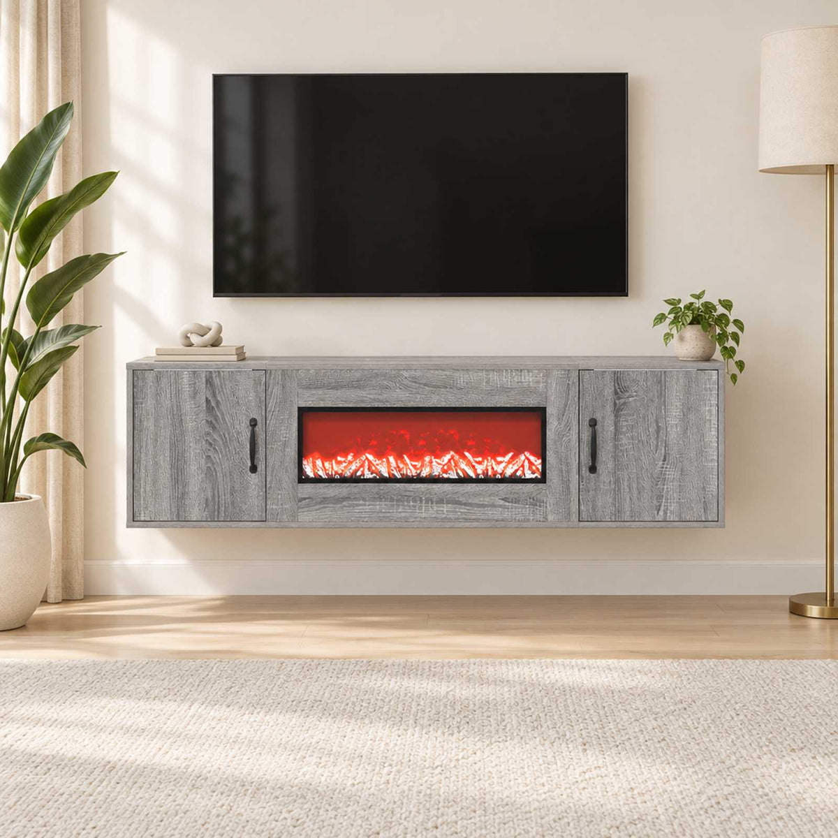 Electric Fireplace Grey Sonoma 140.5 x 30 x 39 cm