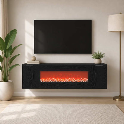 Electric Fireplace Black Oak 155 x 30 x 44 cm Engineered wood