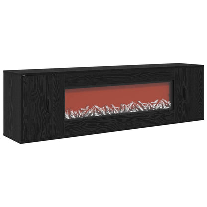 Electric Fireplace Black Oak 155 x 30 x 44 cm Engineered wood