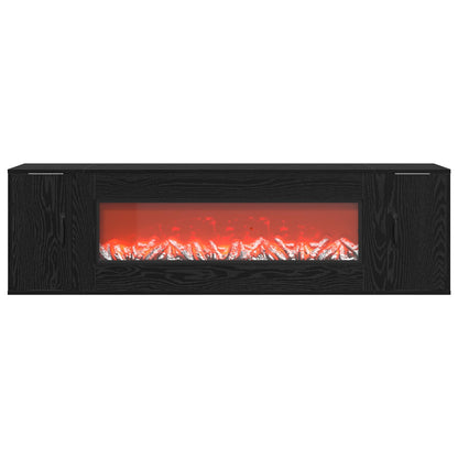 Electric Fireplace Black Oak 155 x 30 x 44 cm Engineered wood