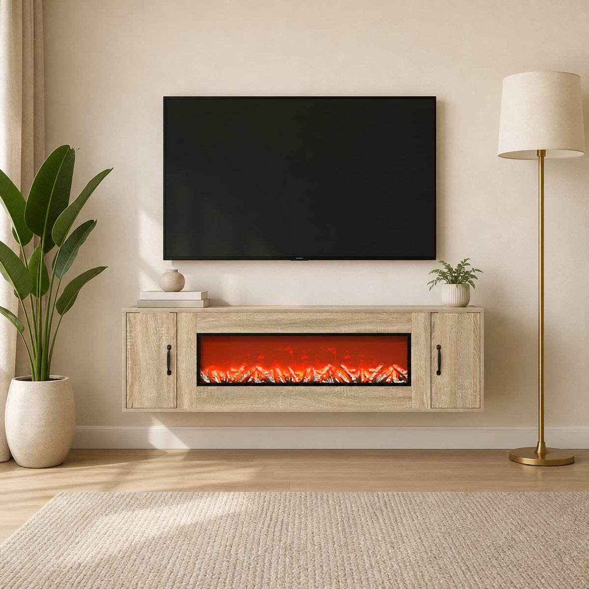 Electric Fireplace Sonoma 155 x 30 x 44 cm Engineered wood