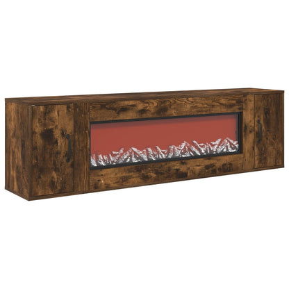 Electric Fireplace Smoked Oak 155 x 30 x 44 cm Engineered wood