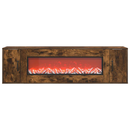 Electric Fireplace Smoked Oak 155 x 30 x 44 cm Engineered wood
