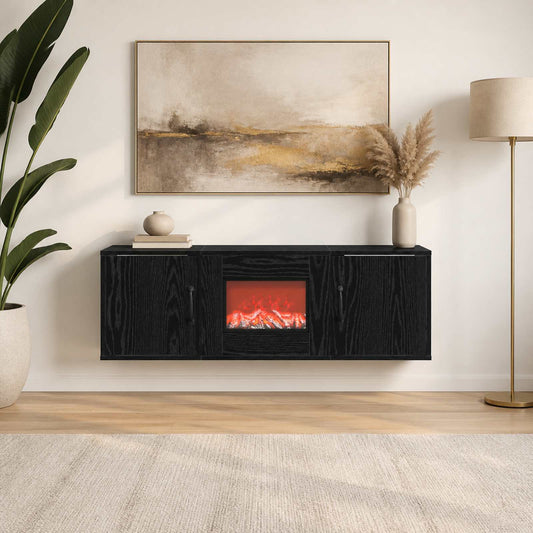 Electric Fireplace Black Oak 110 x 30 x 36.5 cm Engineered wood