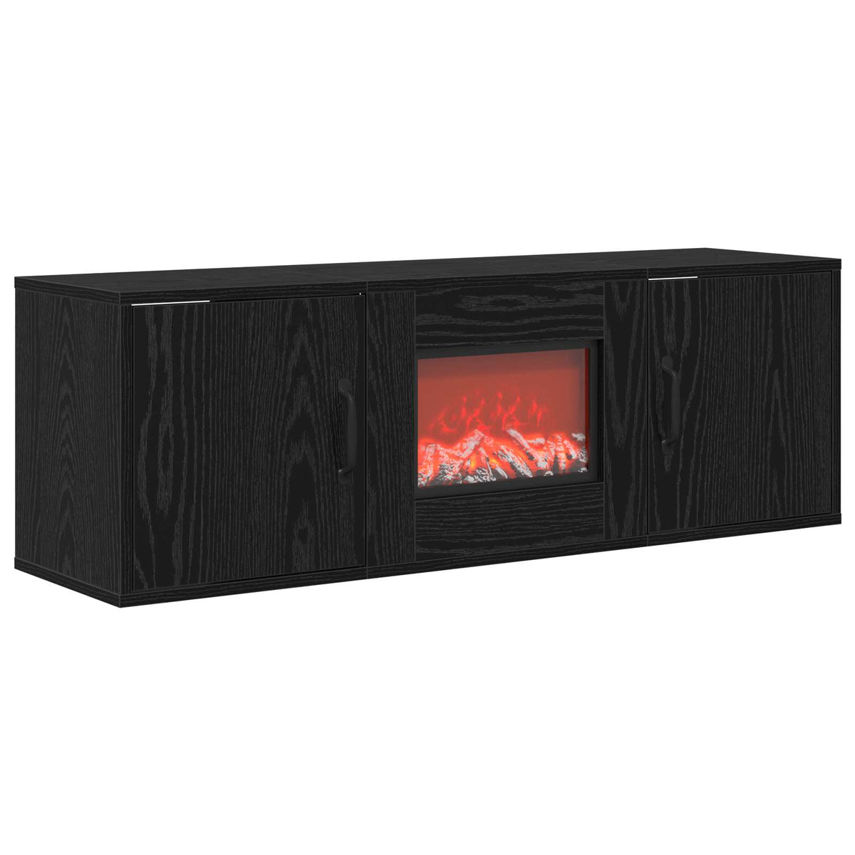 Electric Fireplace Black Oak 110 x 30 x 36.5 cm Engineered wood