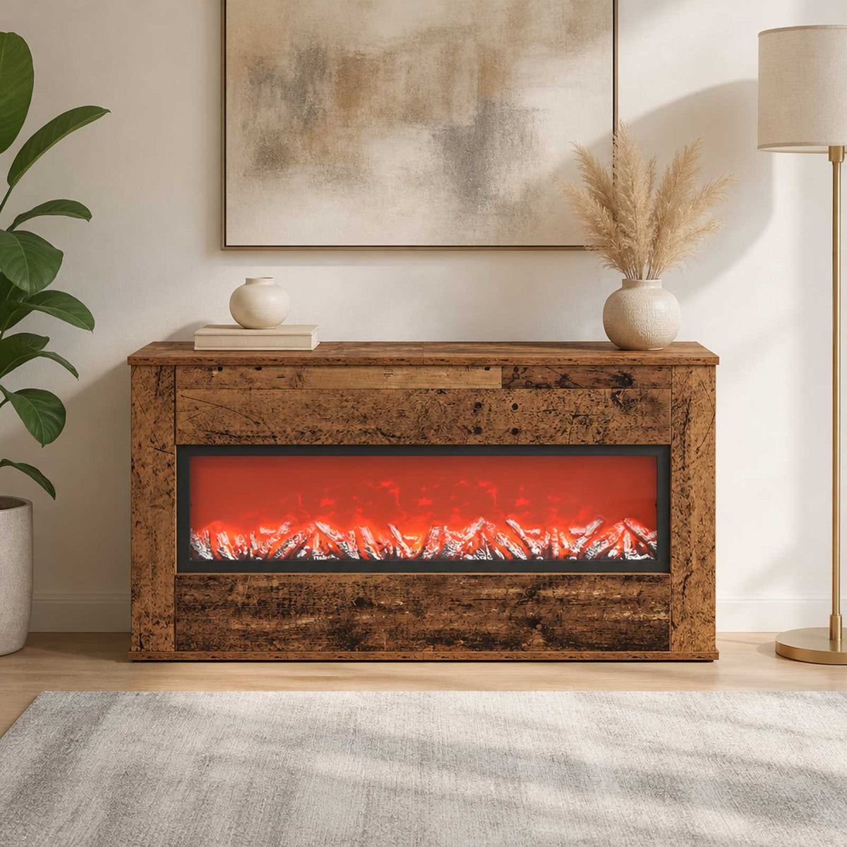 Electric Fireplace Old Wood 114 x 18 x 58.5 cm Engineered wood