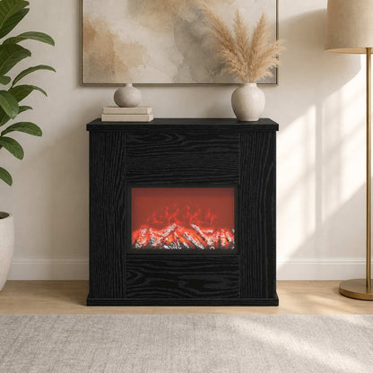 Electric Fireplace Black Oak 47 x 18 x 48 cm Engineered wood