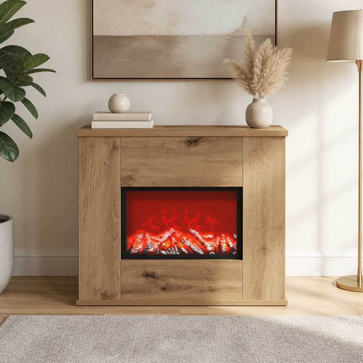 Electric Fireplace Artisan Oak 47 x 18 x 48 cm Engineered wood