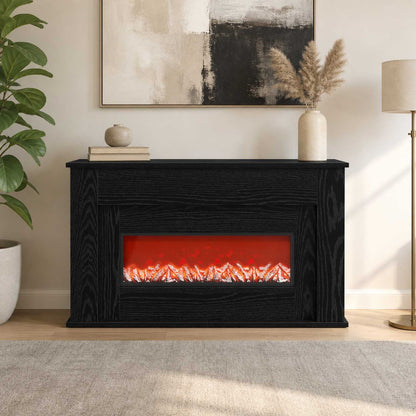 Fireplace with LED Strip Black Oak 92 x 20 x 54 cm