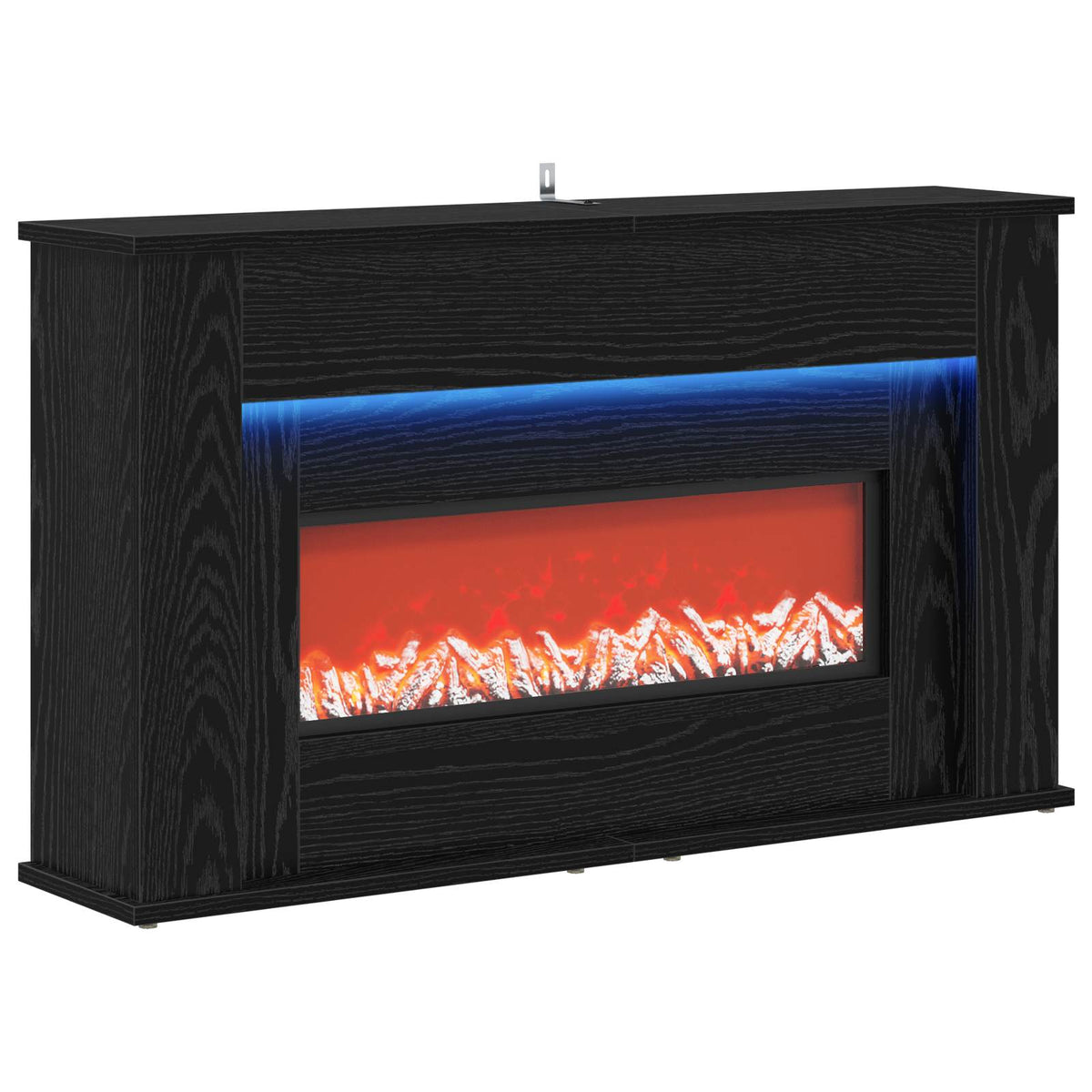 Fireplace with LED Strip Black Oak 92 x 20 x 54 cm