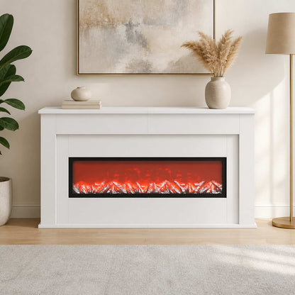 Fireplace with LED Strip White 130 x 20 x 69.5 cm