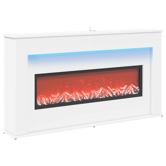 Fireplace with LED Strip White 130 x 20 x 69.5 cm