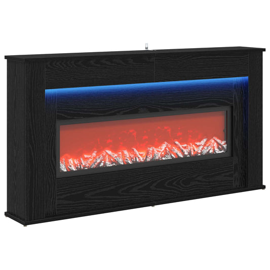 Fireplace with LED Strip Black Oak 130 x 20 x 69.5 cm