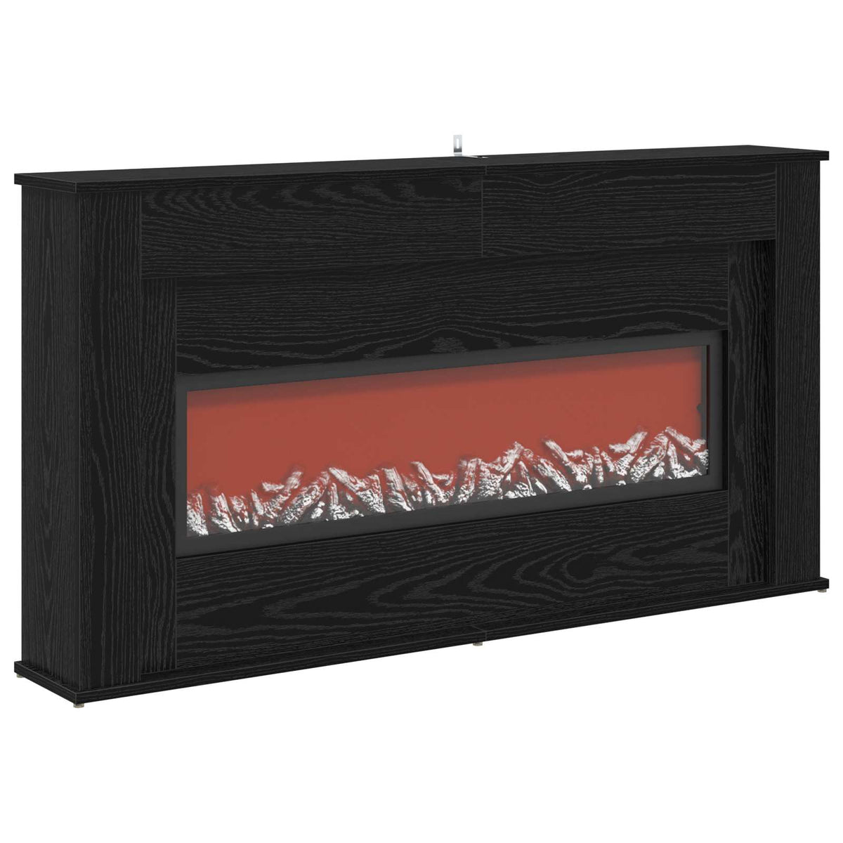 Fireplace with LED Strip Black Oak 130 x 20 x 69.5 cm