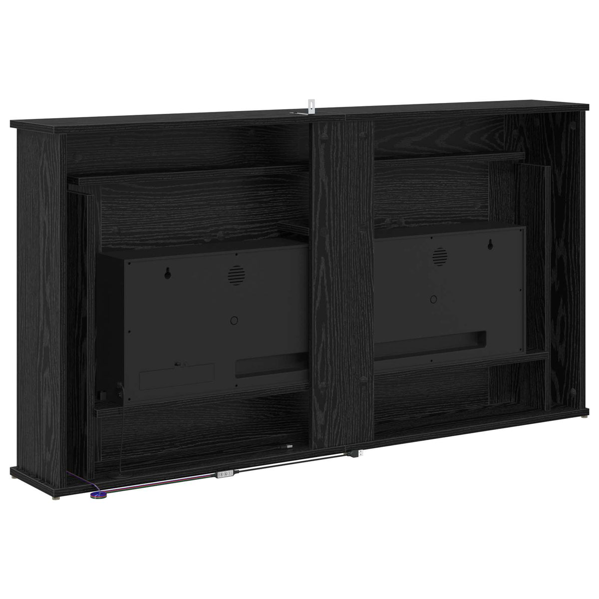 Fireplace with LED Strip Black Oak 130 x 20 x 69.5 cm