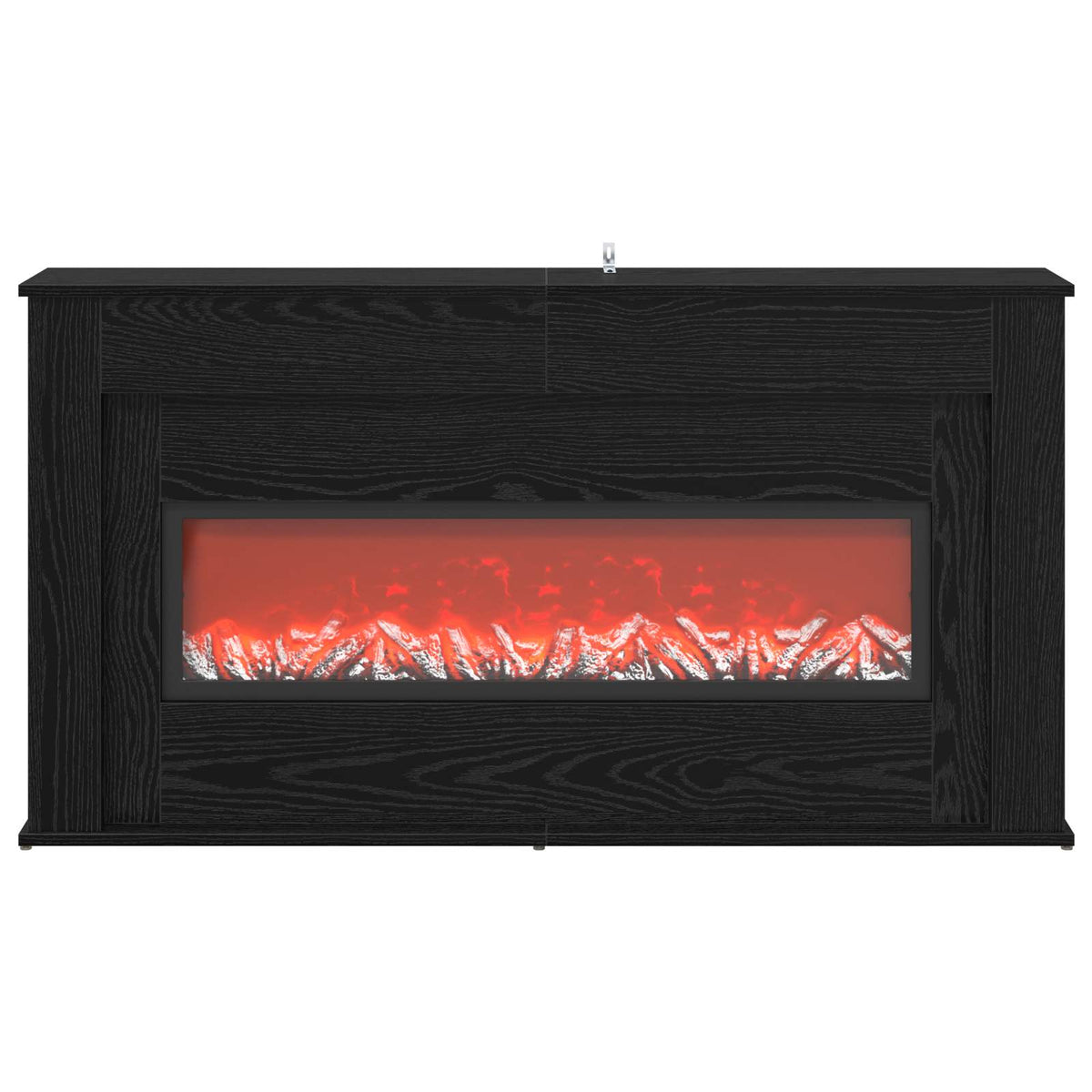 Fireplace with LED Strip Black Oak 130 x 20 x 69.5 cm