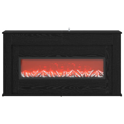 Fireplace with LED Strip Black Oak 130 x 20 x 69.5 cm