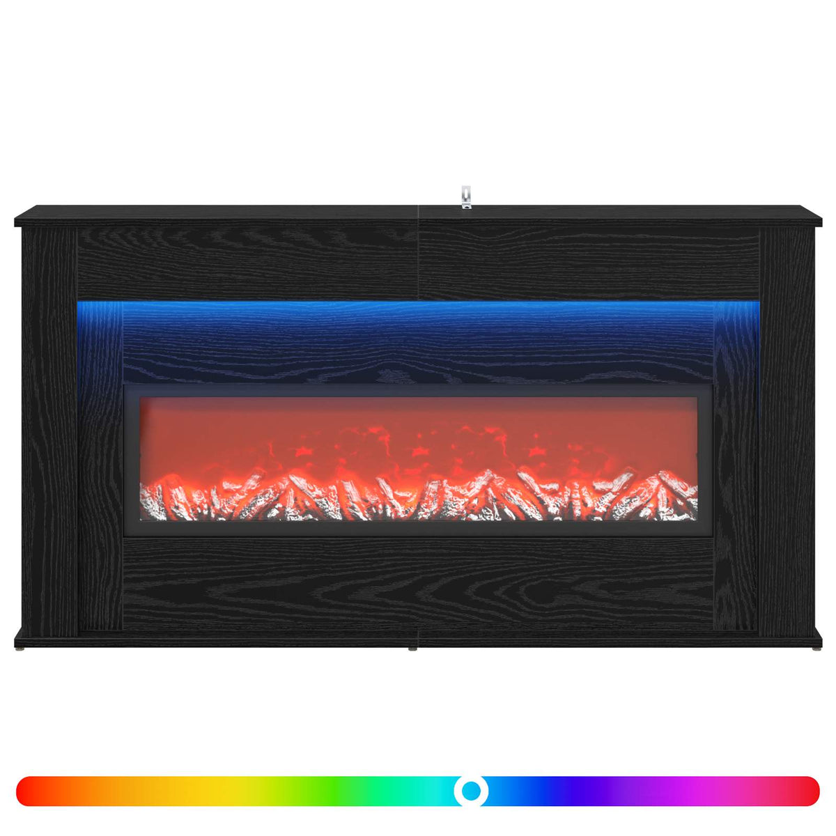 Fireplace with LED Strip Black Oak 130 x 20 x 69.5 cm