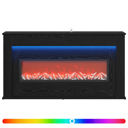 Fireplace with LED Strip Black Oak 130 x 20 x 69.5 cm