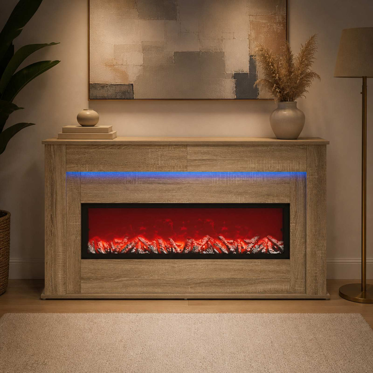 Fireplace with LED Strip Sonoma 130 x 20 x 69.5 cm