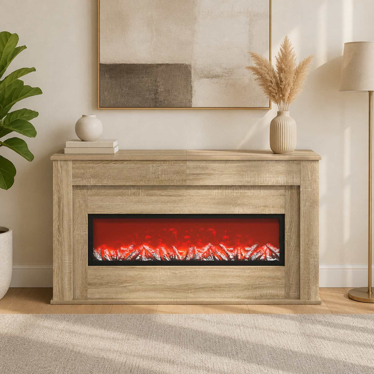 Fireplace with LED Strip Sonoma 130 x 20 x 69.5 cm