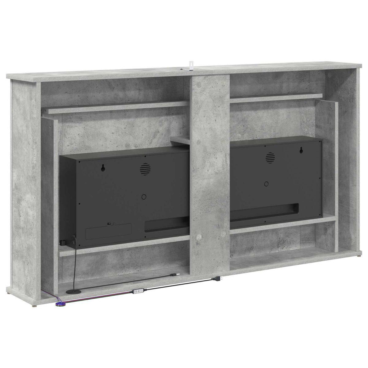 Fireplace with LED Strip Concrete 130 x 20 x 69.5 cm