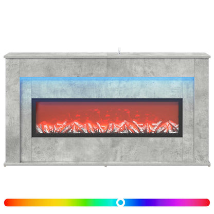 Fireplace with LED Strip Concrete 130 x 20 x 69.5 cm