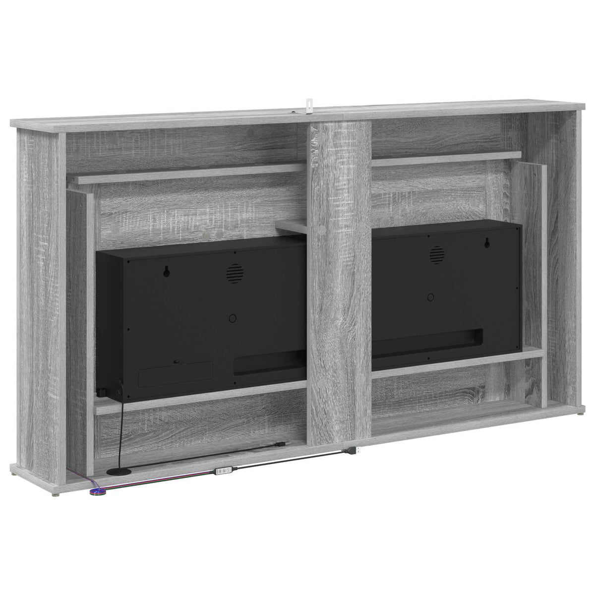 Fireplace with LED Strip Grey Sonoma 130 x 20 x 69.5 cm