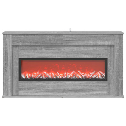 Fireplace with LED Strip Grey Sonoma 130 x 20 x 69.5 cm