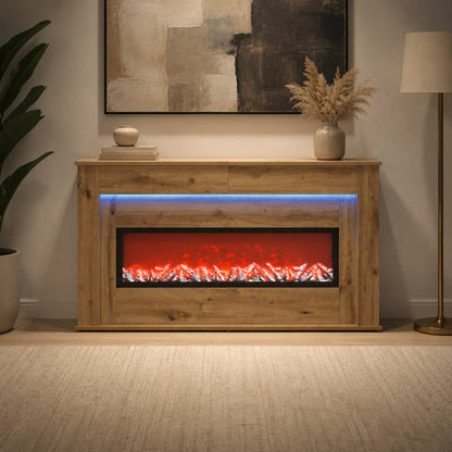 Fireplace with LED Strip Artisan Oak 130 x 20 x 69.5 cm