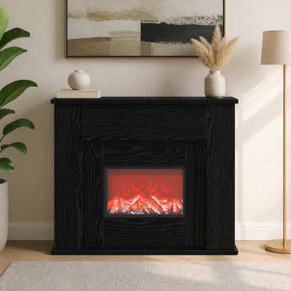 Fireplace with LED Strip Black Oak 63 x 20 x 54.5 cm