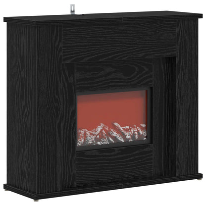 Fireplace with LED Strip Black Oak 63 x 20 x 54.5 cm