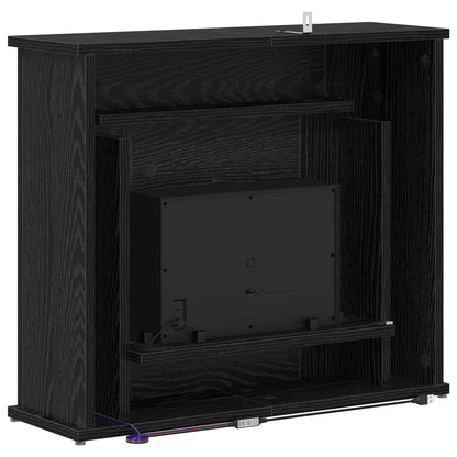 Fireplace with LED Strip Black Oak 63 x 20 x 54.5 cm