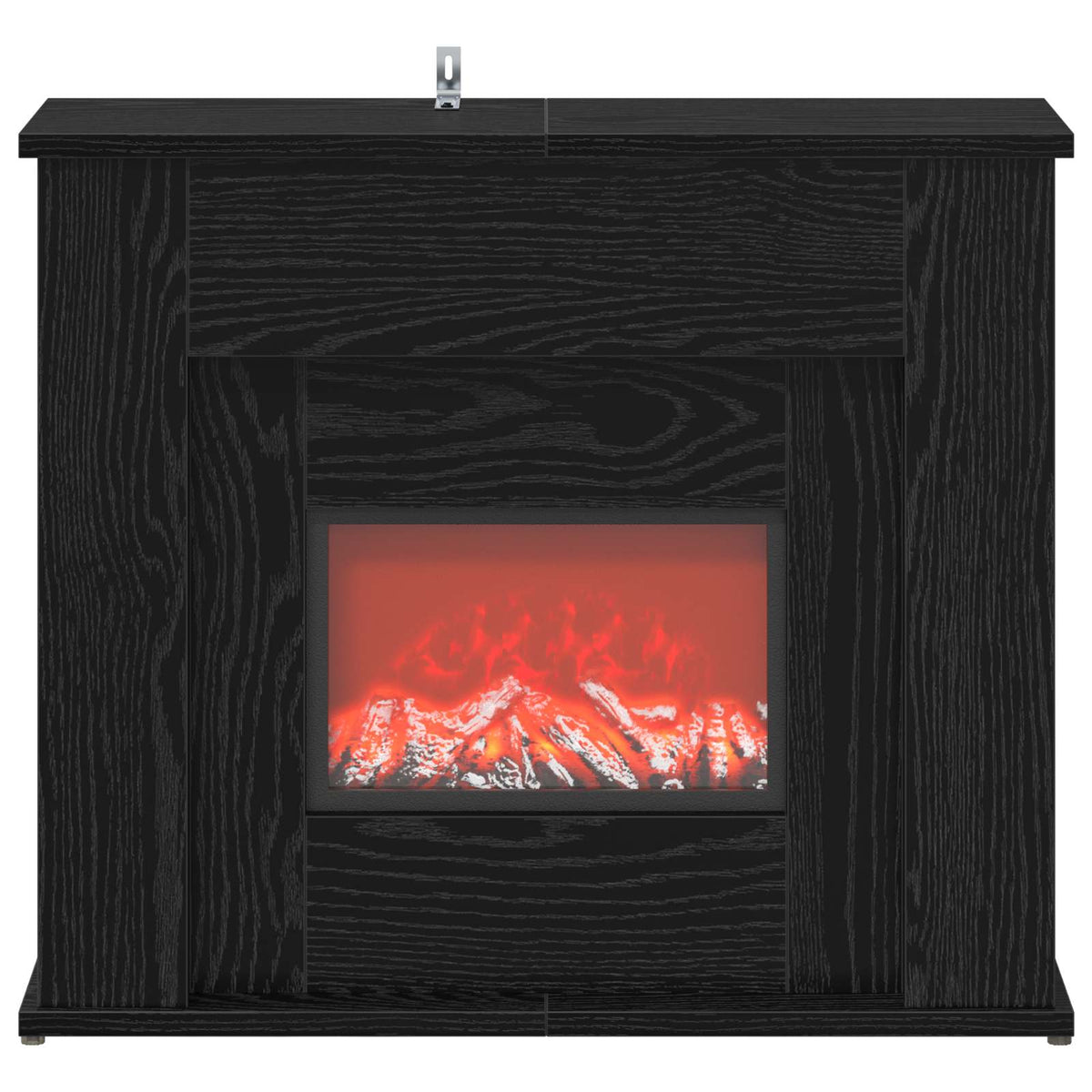 Fireplace with LED Strip Black Oak 63 x 20 x 54.5 cm