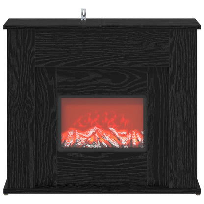 Fireplace with LED Strip Black Oak 63 x 20 x 54.5 cm
