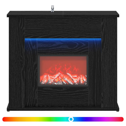 Fireplace with LED Strip Black Oak 63 x 20 x 54.5 cm