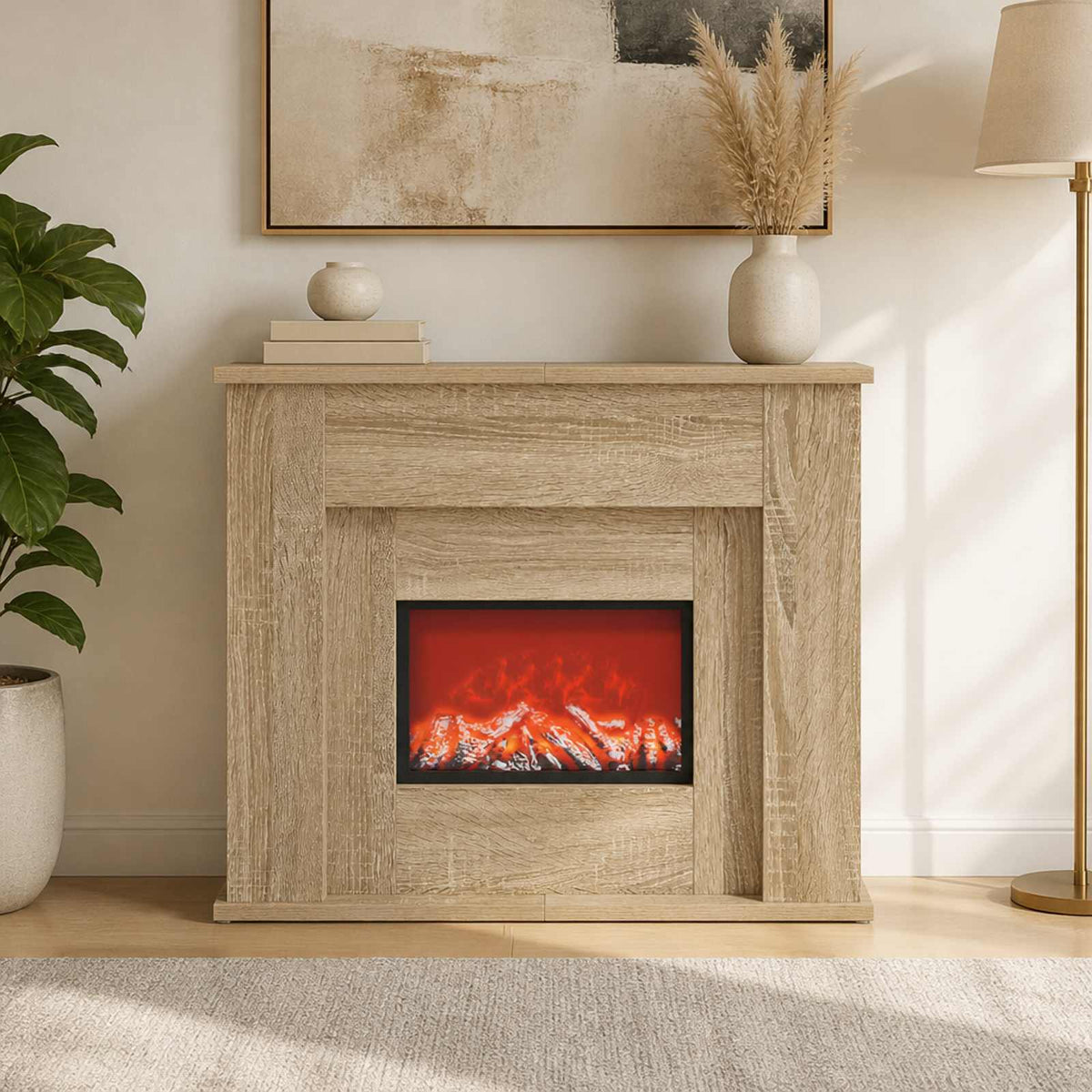 Fireplace with LED Strip Sonoma 63 x 20 x 54.5 cm