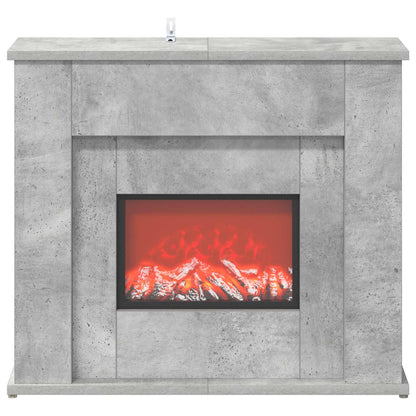 Fireplace with LED Strip Concrete 63 x 20 x 54.5 cm