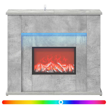 Fireplace with LED Strip Concrete 63 x 20 x 54.5 cm