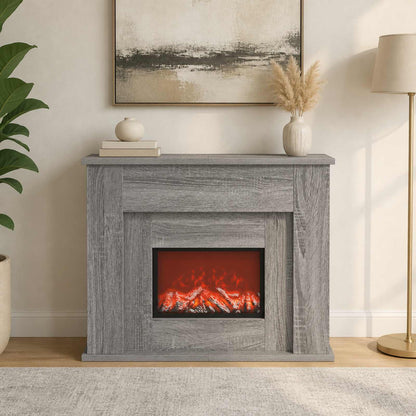 Fireplace with LED Strip Grey Sonoma 63 x 20 x 54.5 cm
