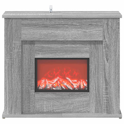 Fireplace with LED Strip Grey Sonoma 63 x 20 x 54.5 cm