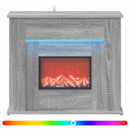 Fireplace with LED Strip Grey Sonoma 63 x 20 x 54.5 cm
