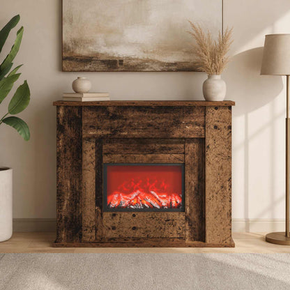 Fireplace with LED Strip Old Wood 63 x 20 x 54.5 cm