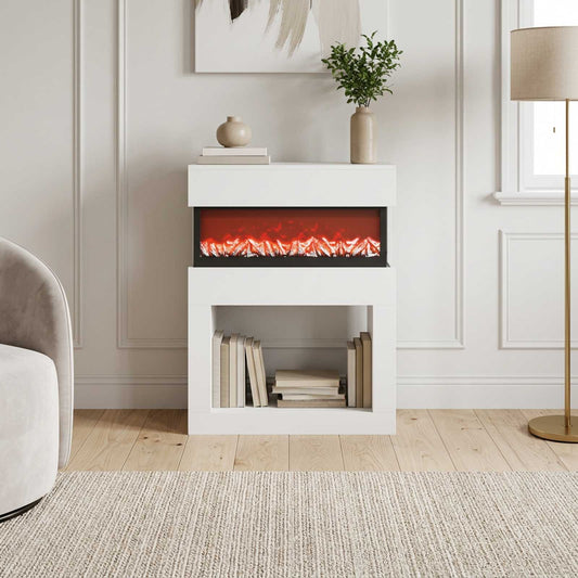 Electric Fireplace White 64 x 30 x 87 cm Engineered wood