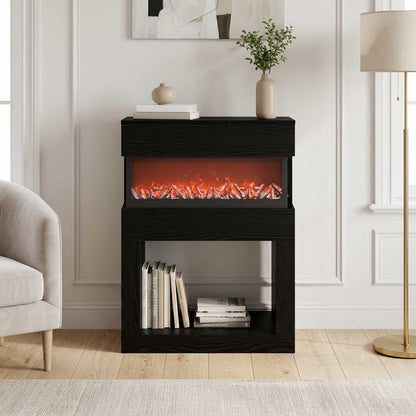 Electric Fireplace Black Oak 64 x 30 x 87 cm Engineered wood