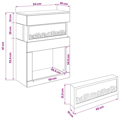 Electric Fireplace Concrete 64 x 30 x 87 cm Engineered wood