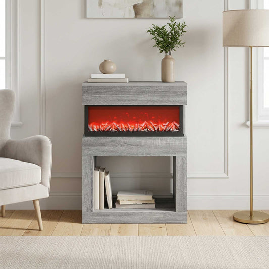 Electric Fireplace Grey Sonoma 64 x 30 x 87 cm Engineered wood