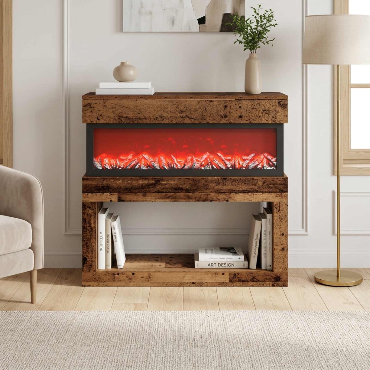 Electric Fireplace Old Wood 102 x 30 x 94 cm Engineered wood